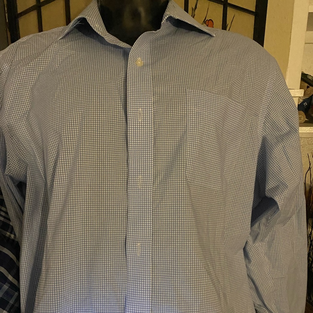 Lauren Ralph Lauren Blue Micro-Check Dress Shirt